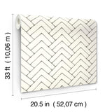 York Oswin Black Tiered Herringbone Wallpaper