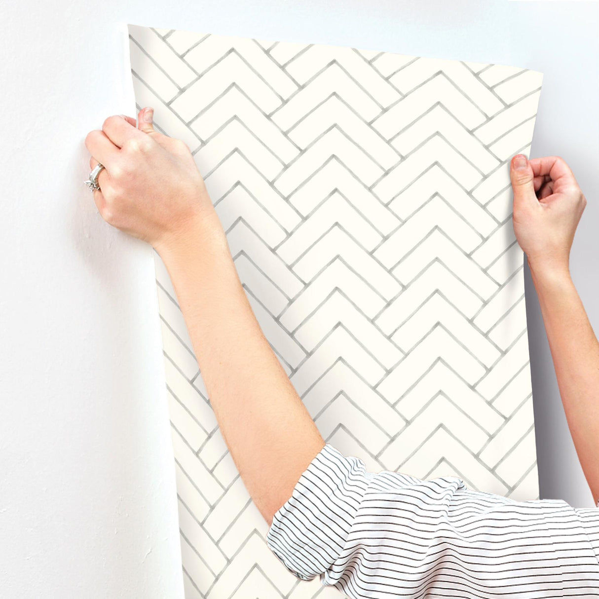 York Oswin Grey Tiered Herringbone Wallpaper
