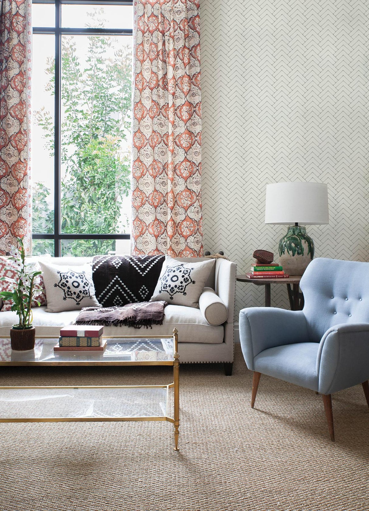 York Oswin Grey Tiered Herringbone Wallpaper