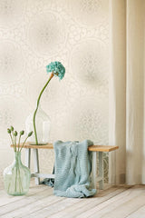 York Leanne Gold Metallic Dot Medallion Wallpaper