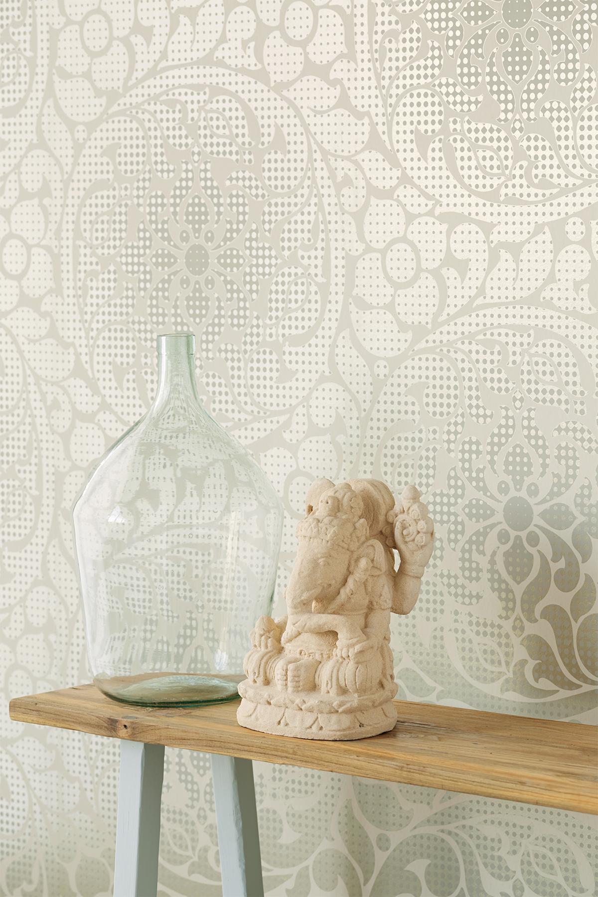 York Leanne Gold Metallic Dot Medallion Wallpaper
