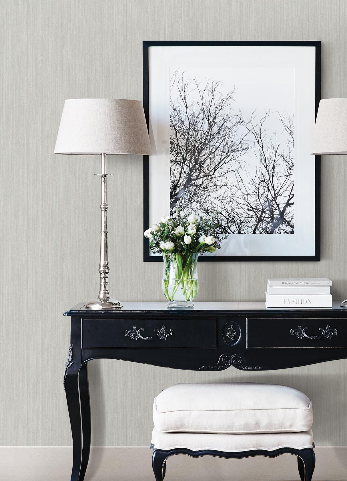 York Pietra Silver Silk Wallpaper