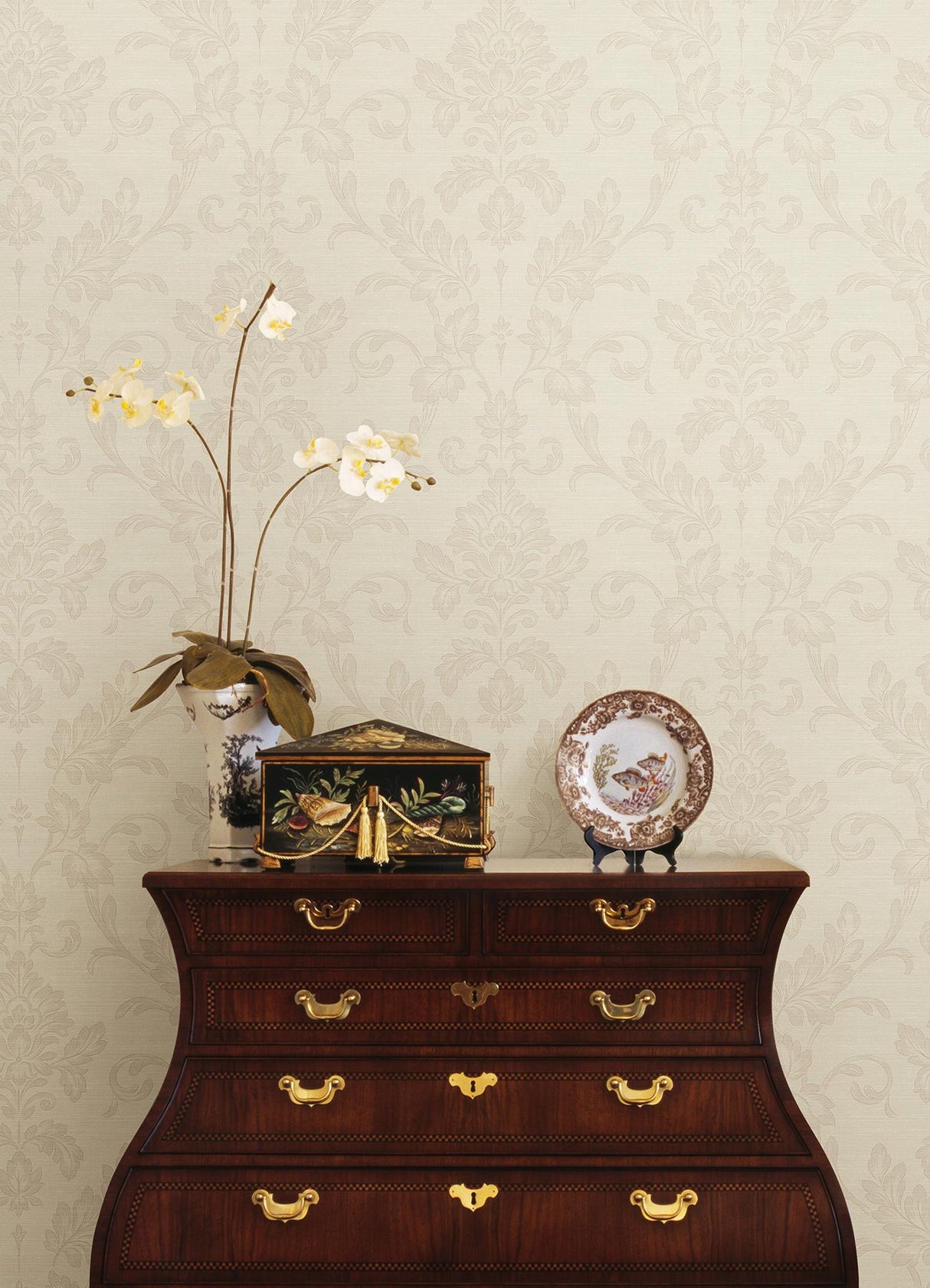 York Antonella Rose Gold Scroll Wallpaper