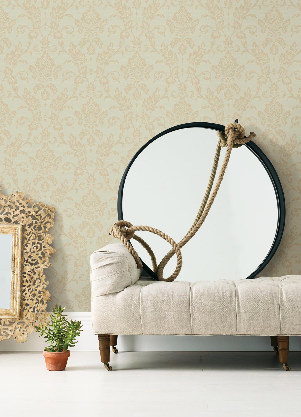 York Antonella Gold Scroll Wallpaper