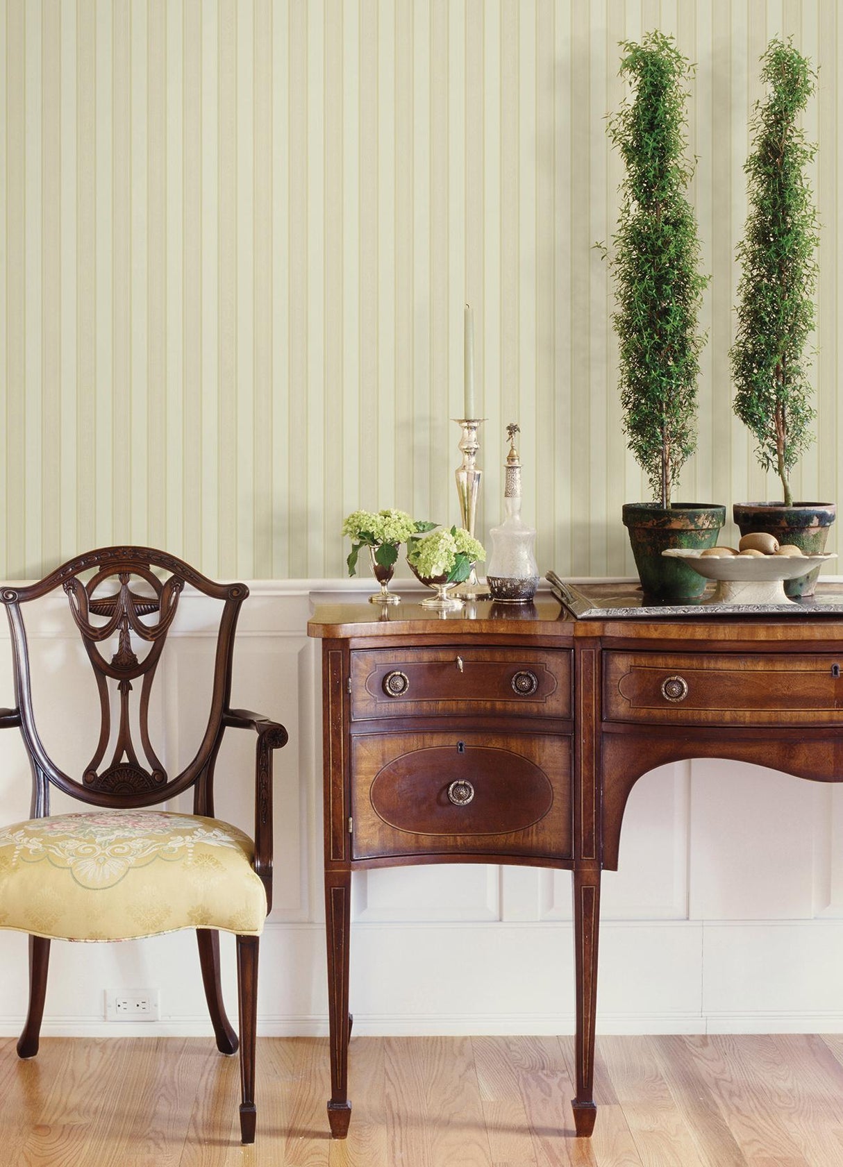 York Zeta Light Yellow Moire Stripe Wallpaper