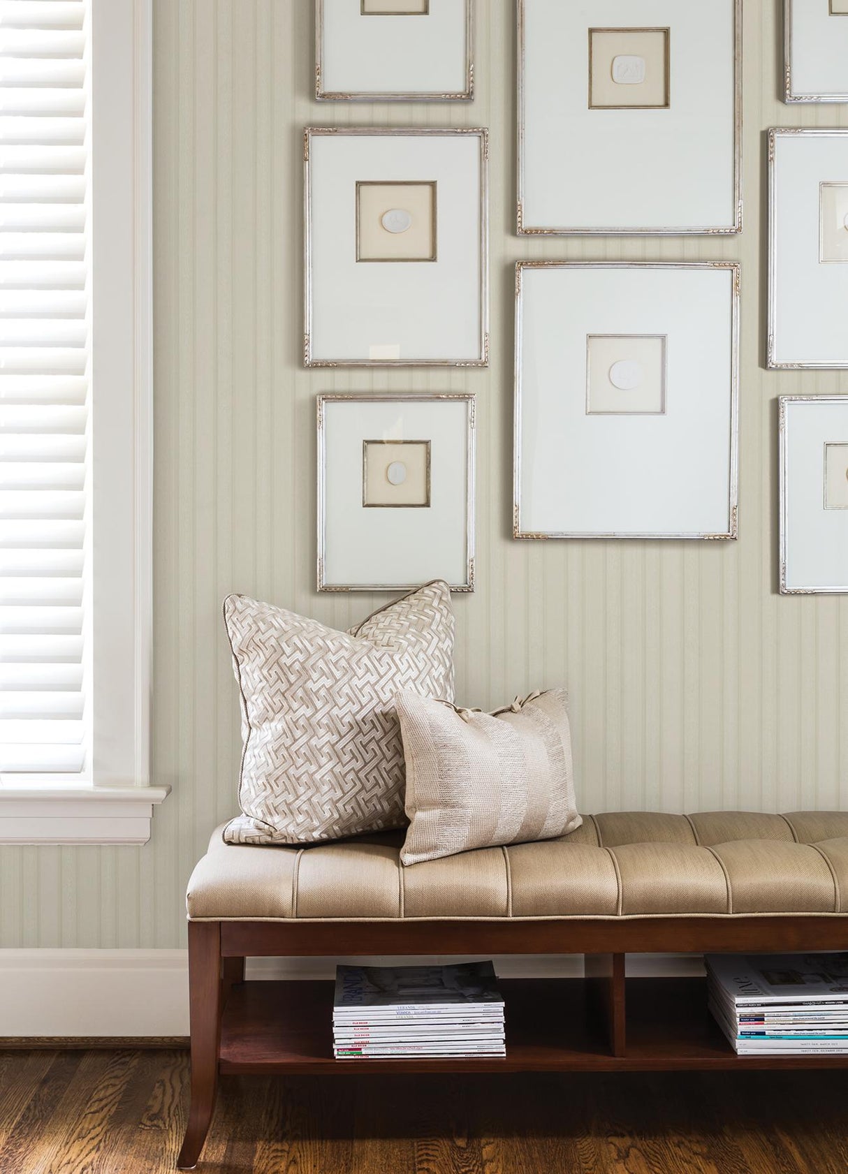 York Zeta Cream Moire Stripe Wallpaper