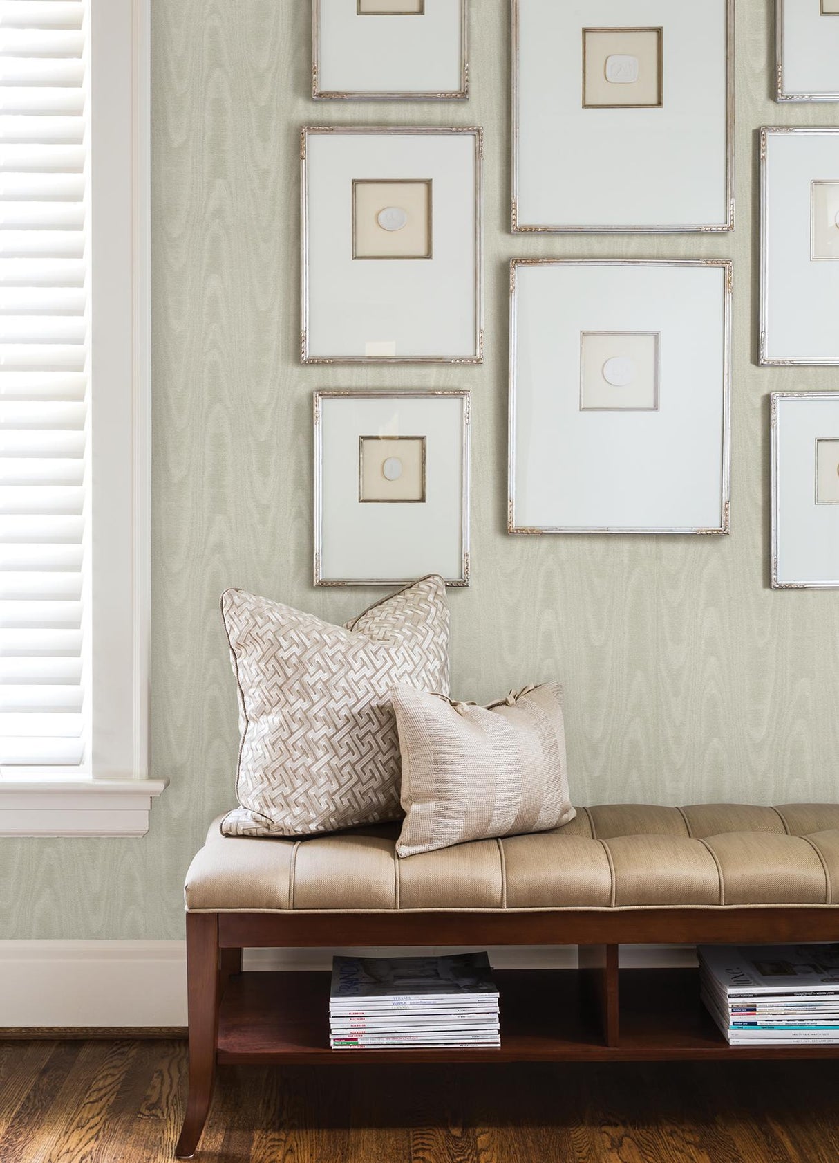York Angelina Silver Moire Wallpaper