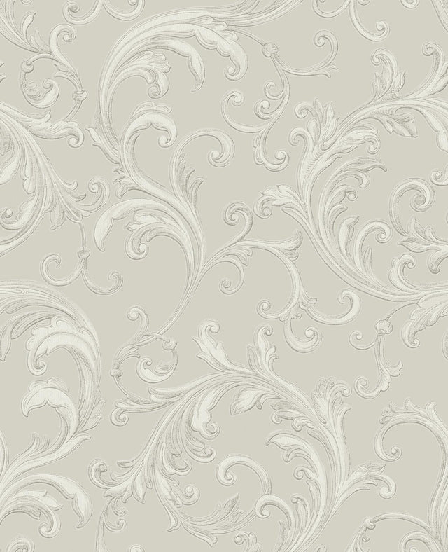 York Noemi Silver Acanthus Wallpaper