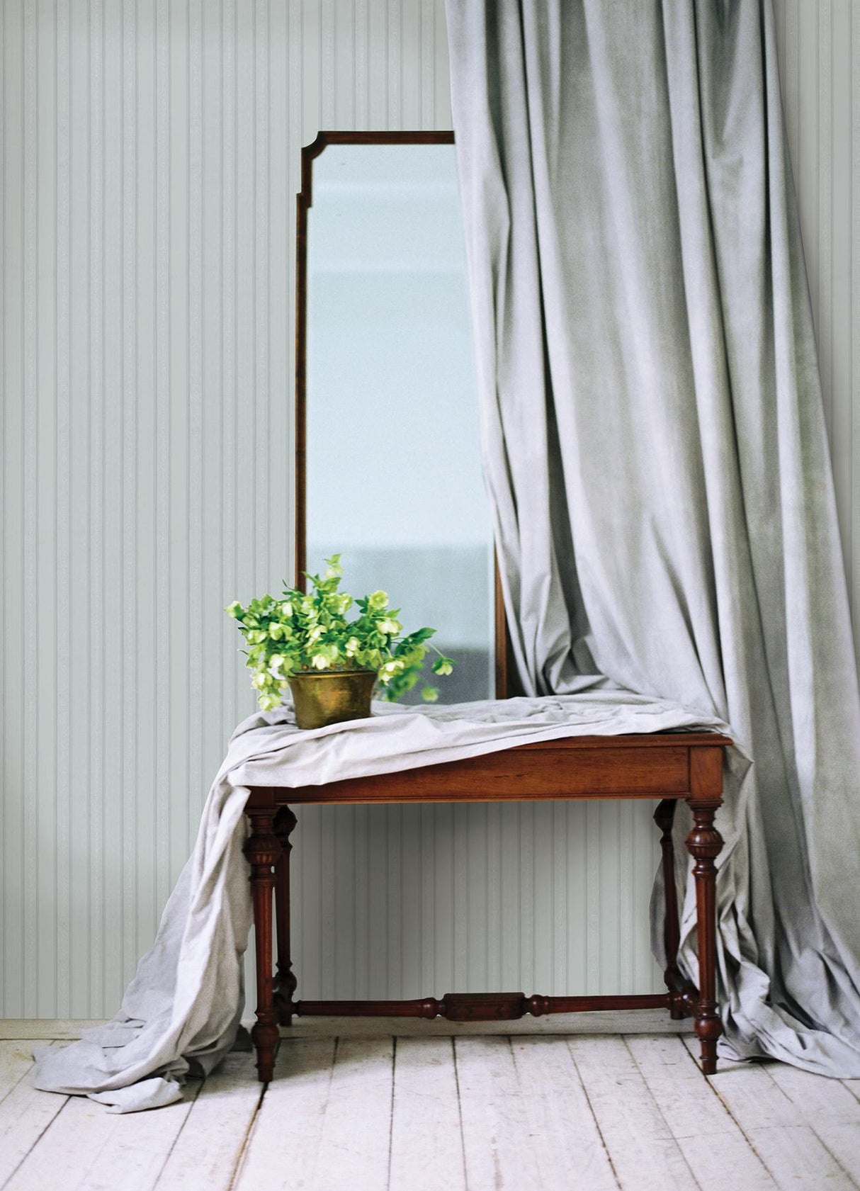 York Zeta Light Blue Moire Stripe Wallpaper