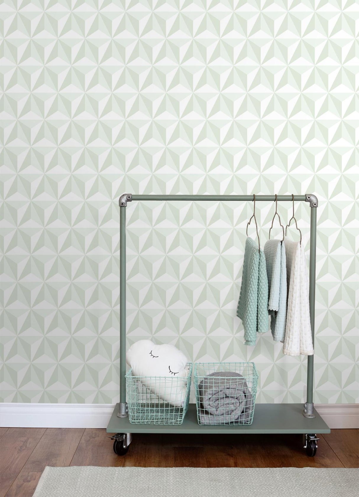 York Adella Sage Geometric Wallpaper