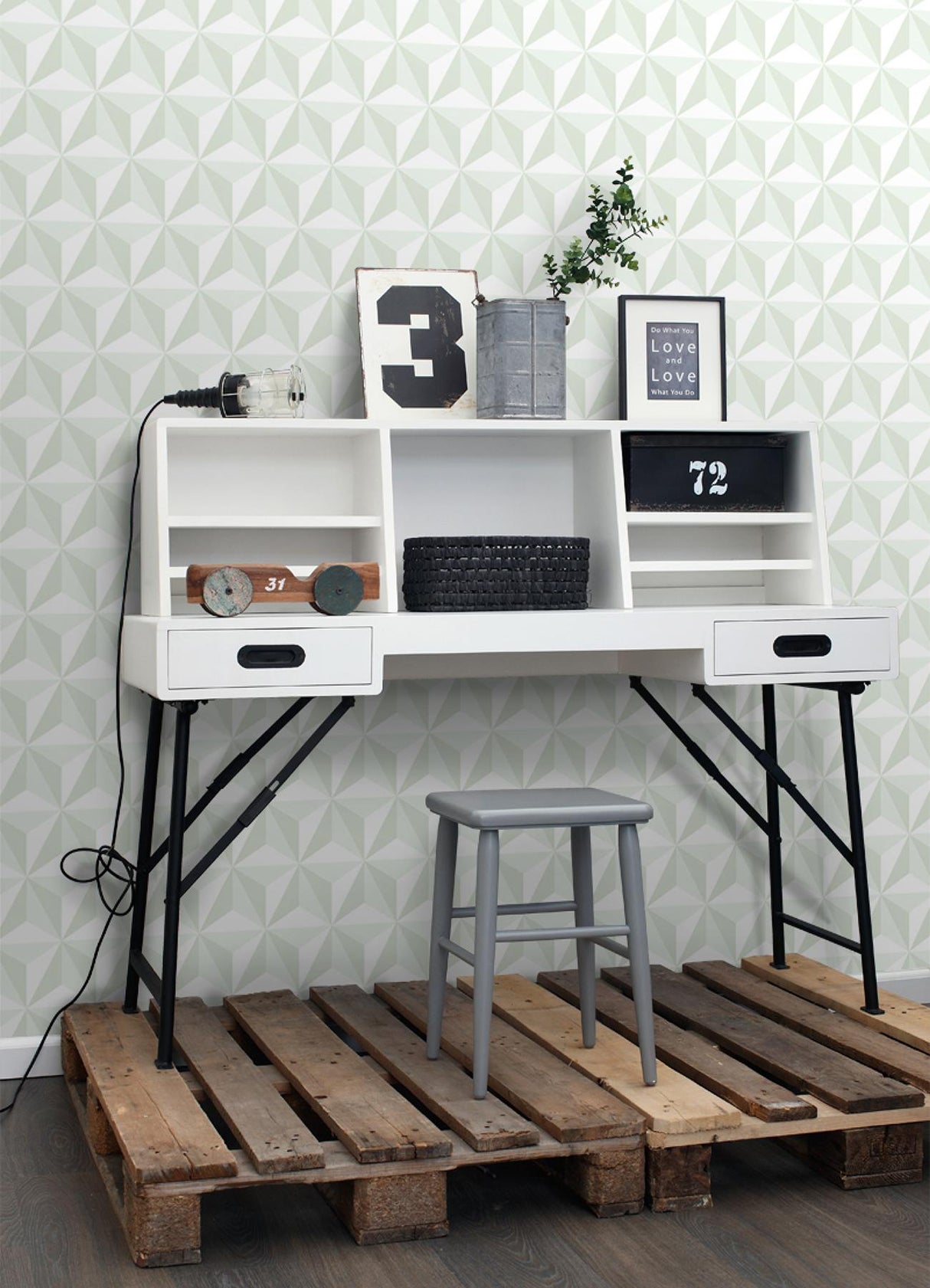 York Adella Sage Geometric Wallpaper