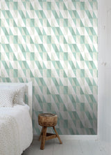 York Inez Teal Geometric Wallpaper
