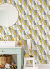 York Inez Mustard Geometric Wallpaper