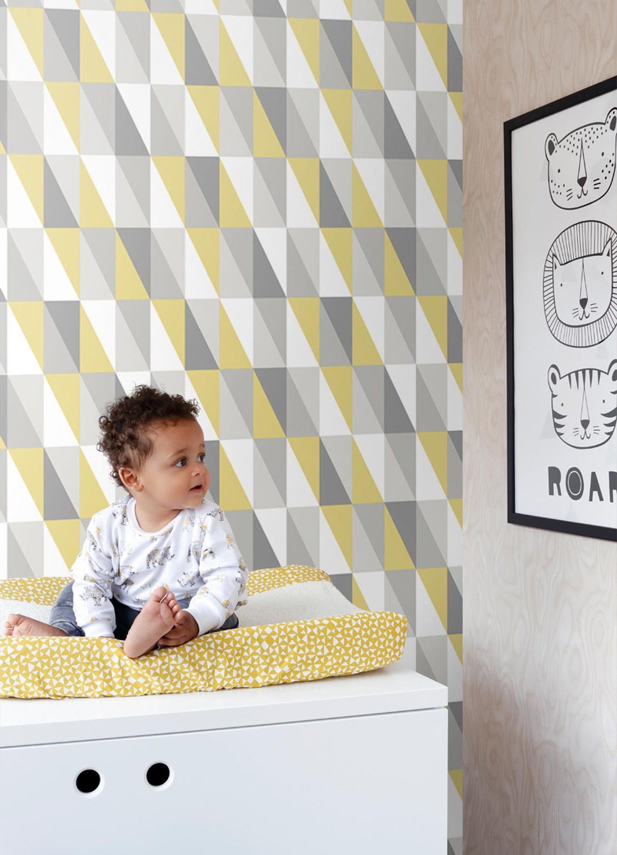 York Inez Mustard Geometric Wallpaper