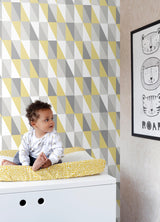 York Inez Mustard Geometric Wallpaper
