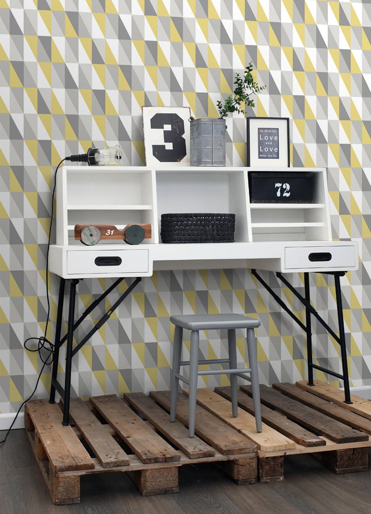 York Inez Mustard Geometric Wallpaper
