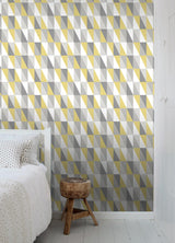 York Inez Mustard Geometric Wallpaper