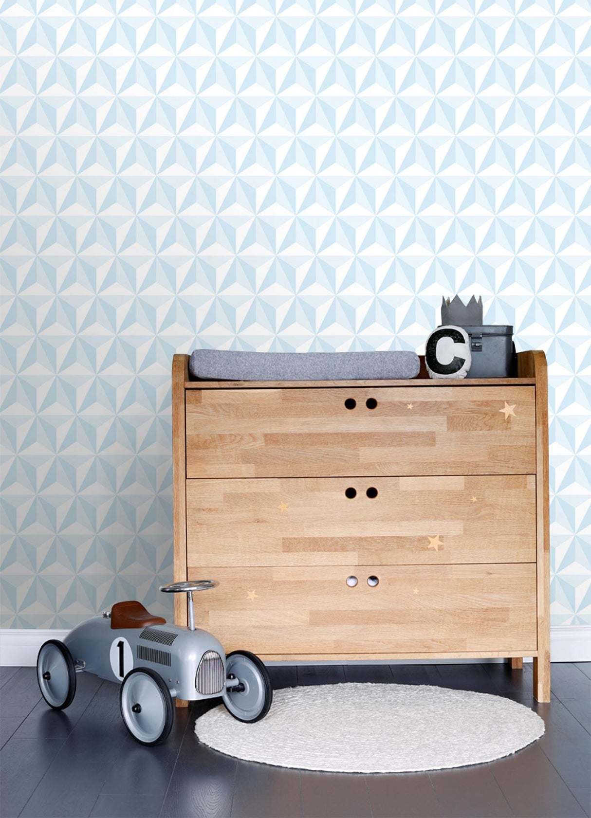 York Adella Sky Blue Geometric Wallpaper