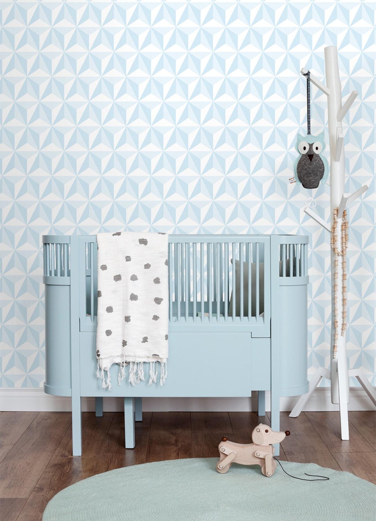 York Adella Sky Blue Geometric Wallpaper