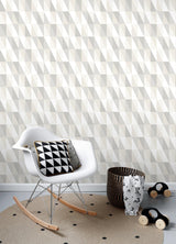 York Inez Neutral Geometric Wallpaper