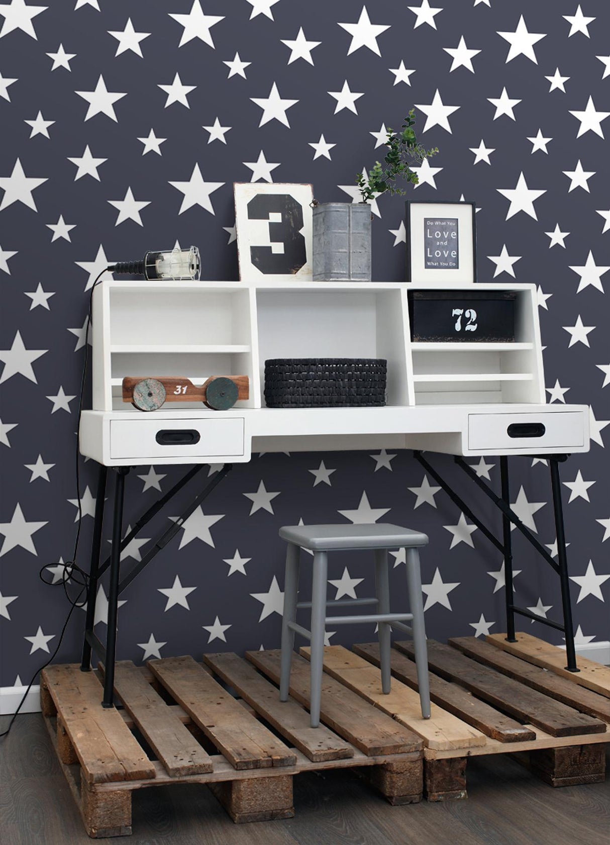 York Amira Navy Stars Wallpaper