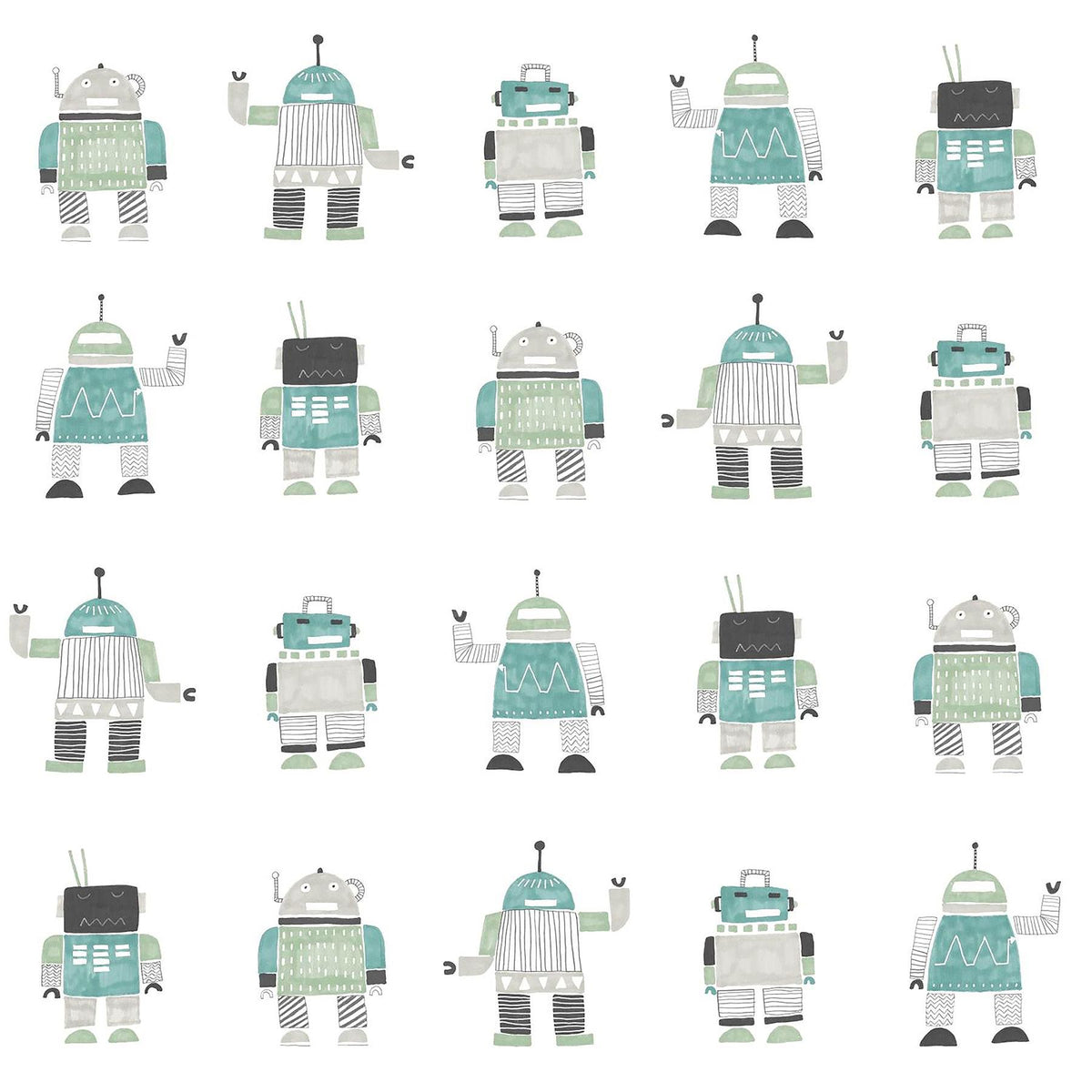 York Callum Teal Robots Wallpaper