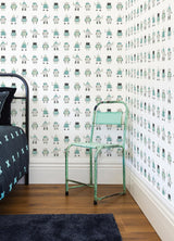 York Callum Teal Robots Wallpaper