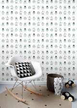 York Callum Teal Robots Wallpaper