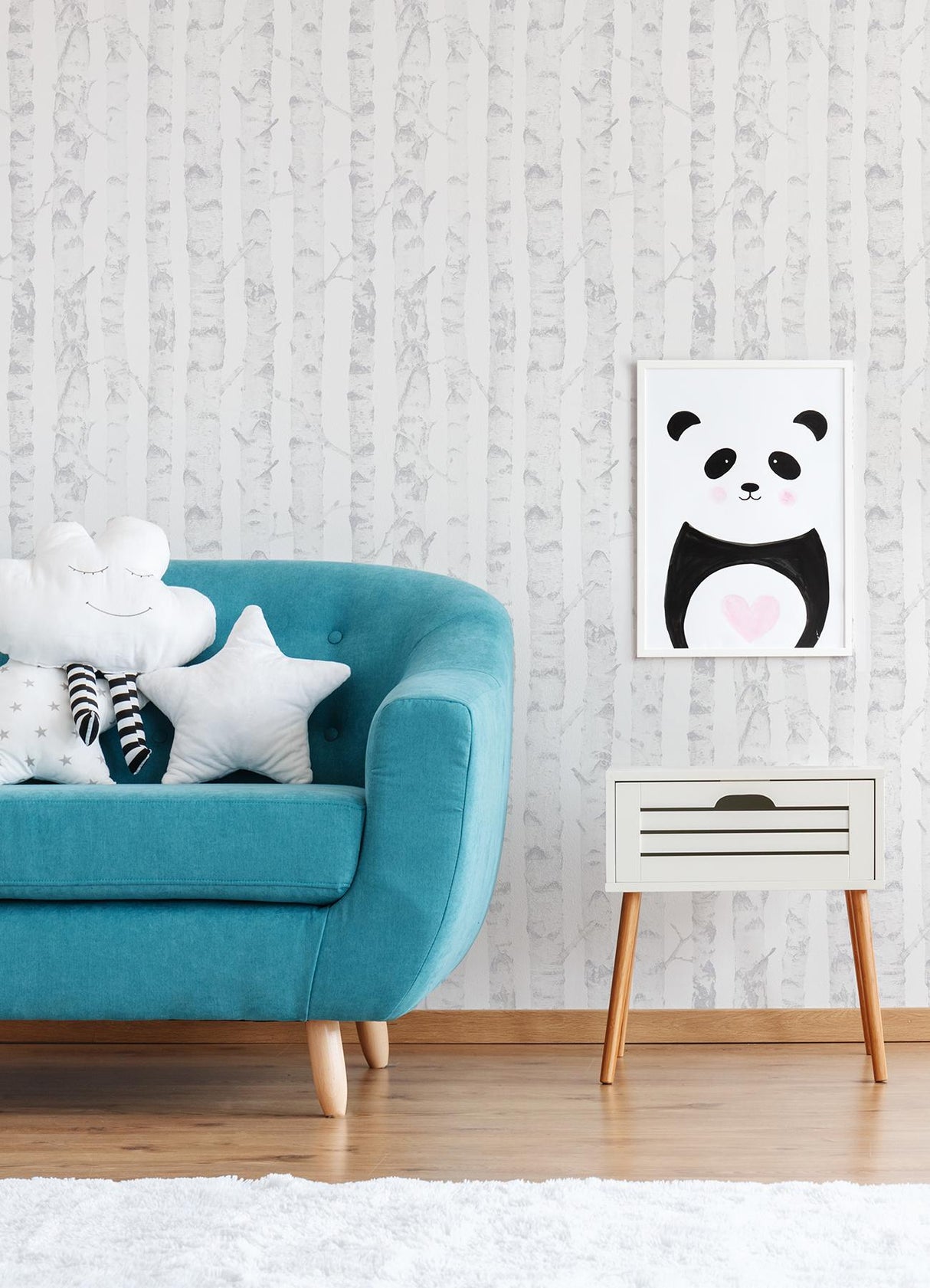 York Birdie Grey Birch Wallpaper