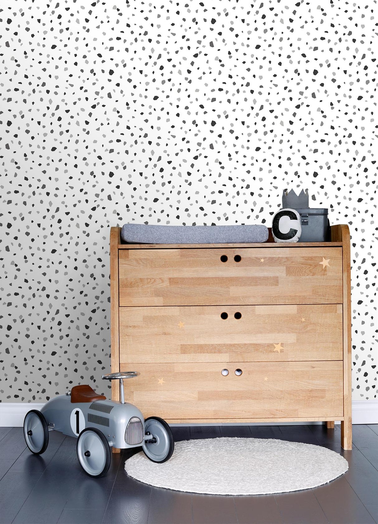 York Ona Charcoal Terrazzo Wallpaper