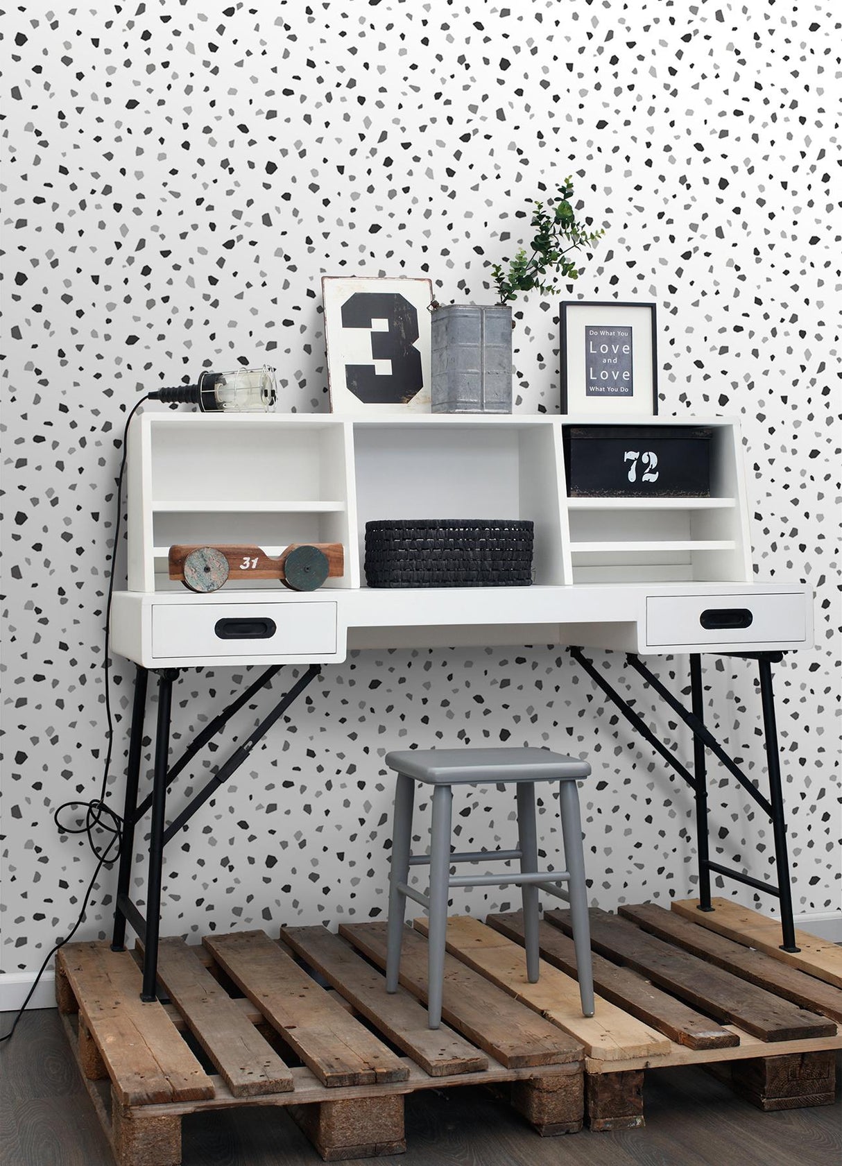 York Ona Charcoal Terrazzo Wallpaper