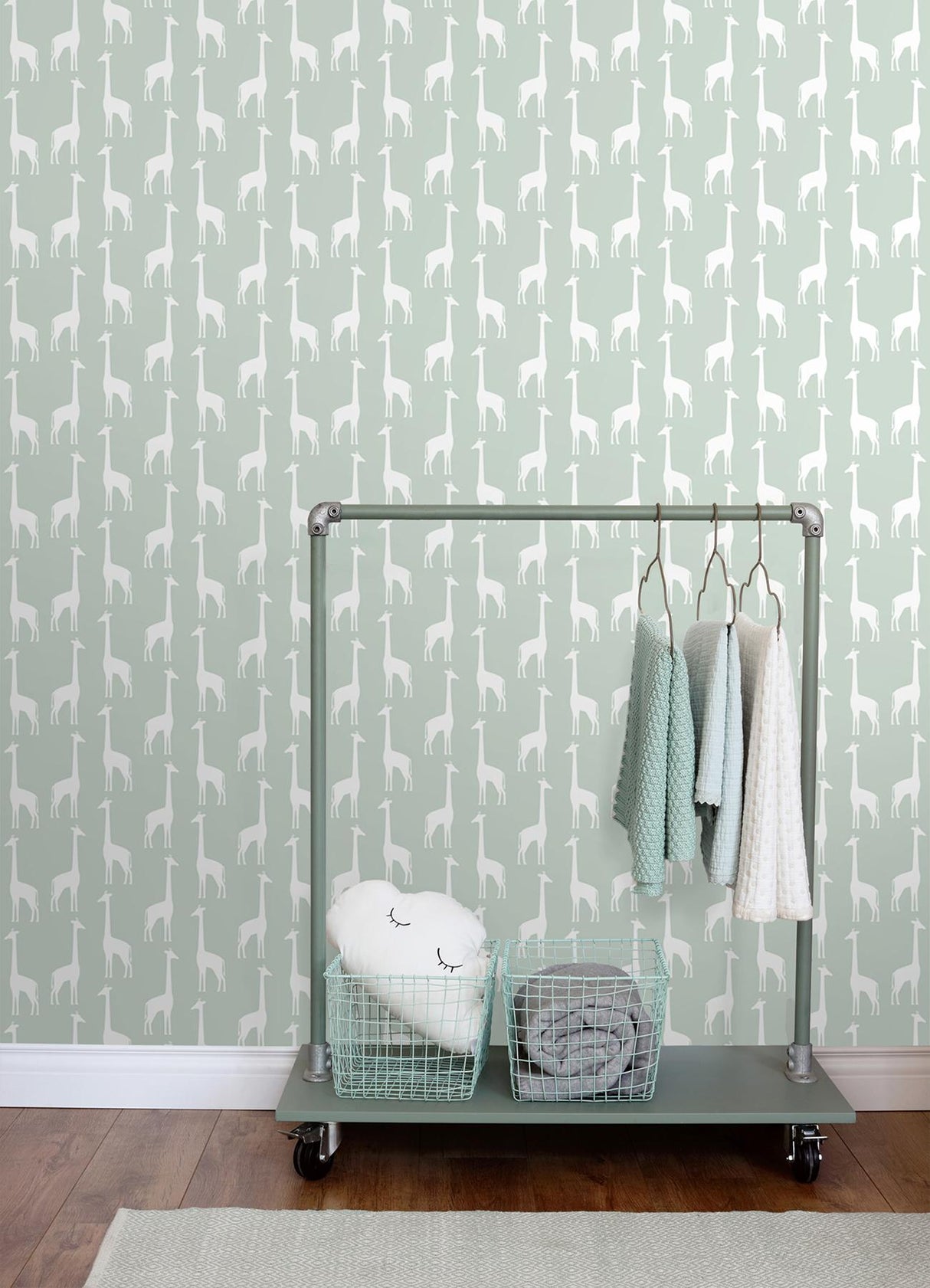 York Vivi Sage Giraffe Wallpaper