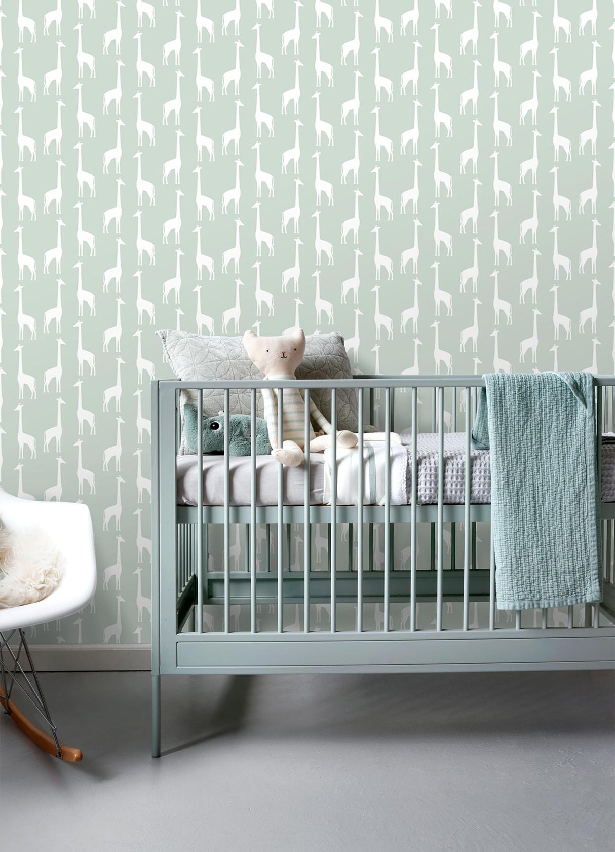 York Vivi Sage Giraffe Wallpaper
