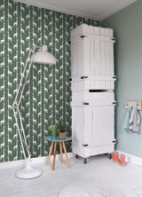York Vivi Green Giraffe Wallpaper