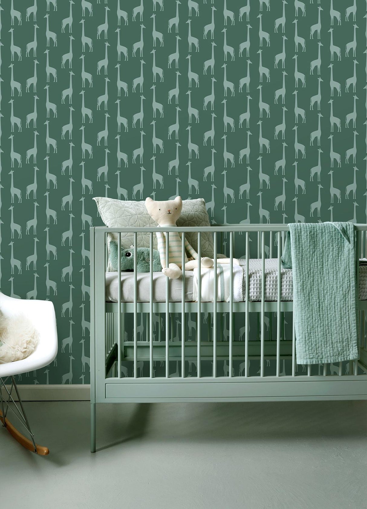 York Vivi Teal Giraffe Wallpaper