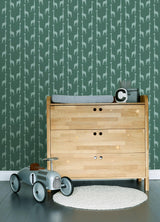York Vivi Teal Giraffe Wallpaper