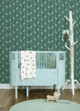 York Vivi Teal Giraffe Wallpaper