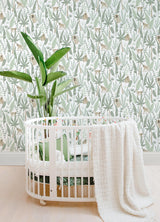 York Kiki Light Green Monkeys Wallpaper