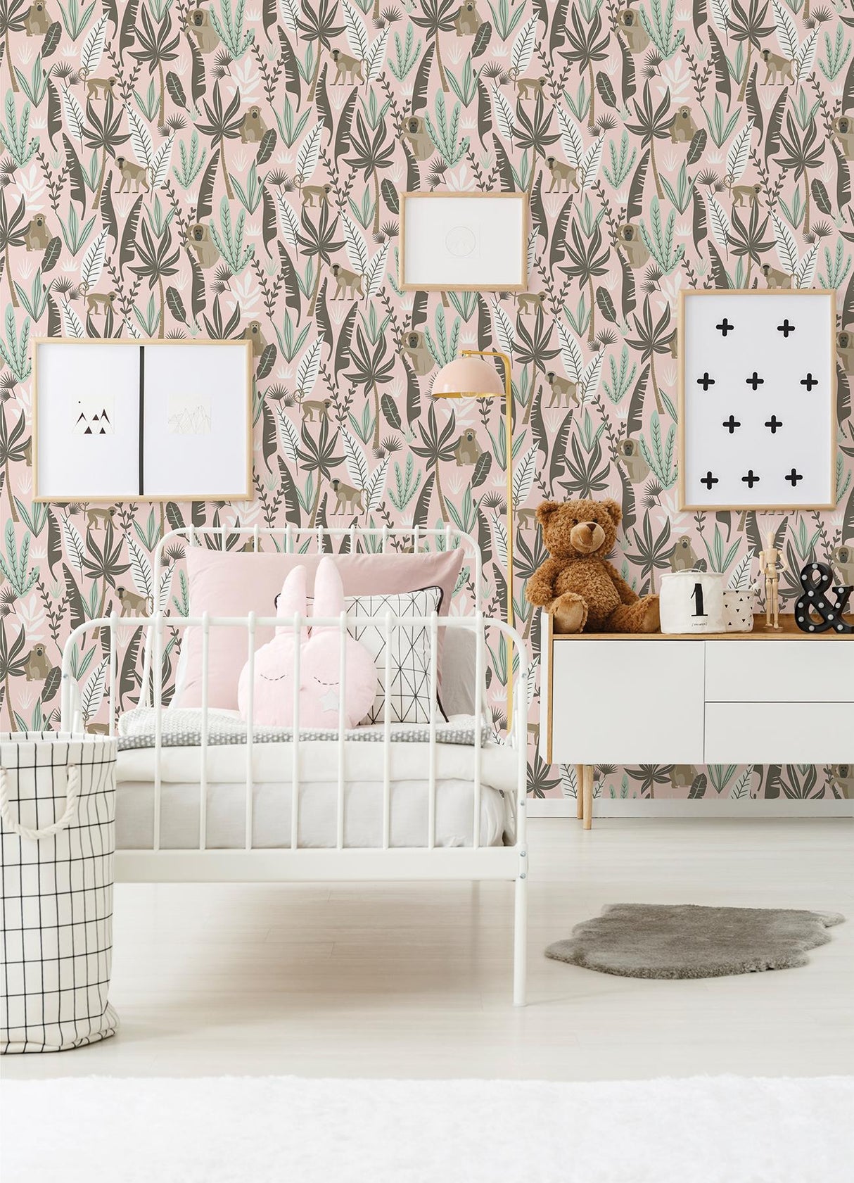 York Kiki Pink Monkeys Wallpaper