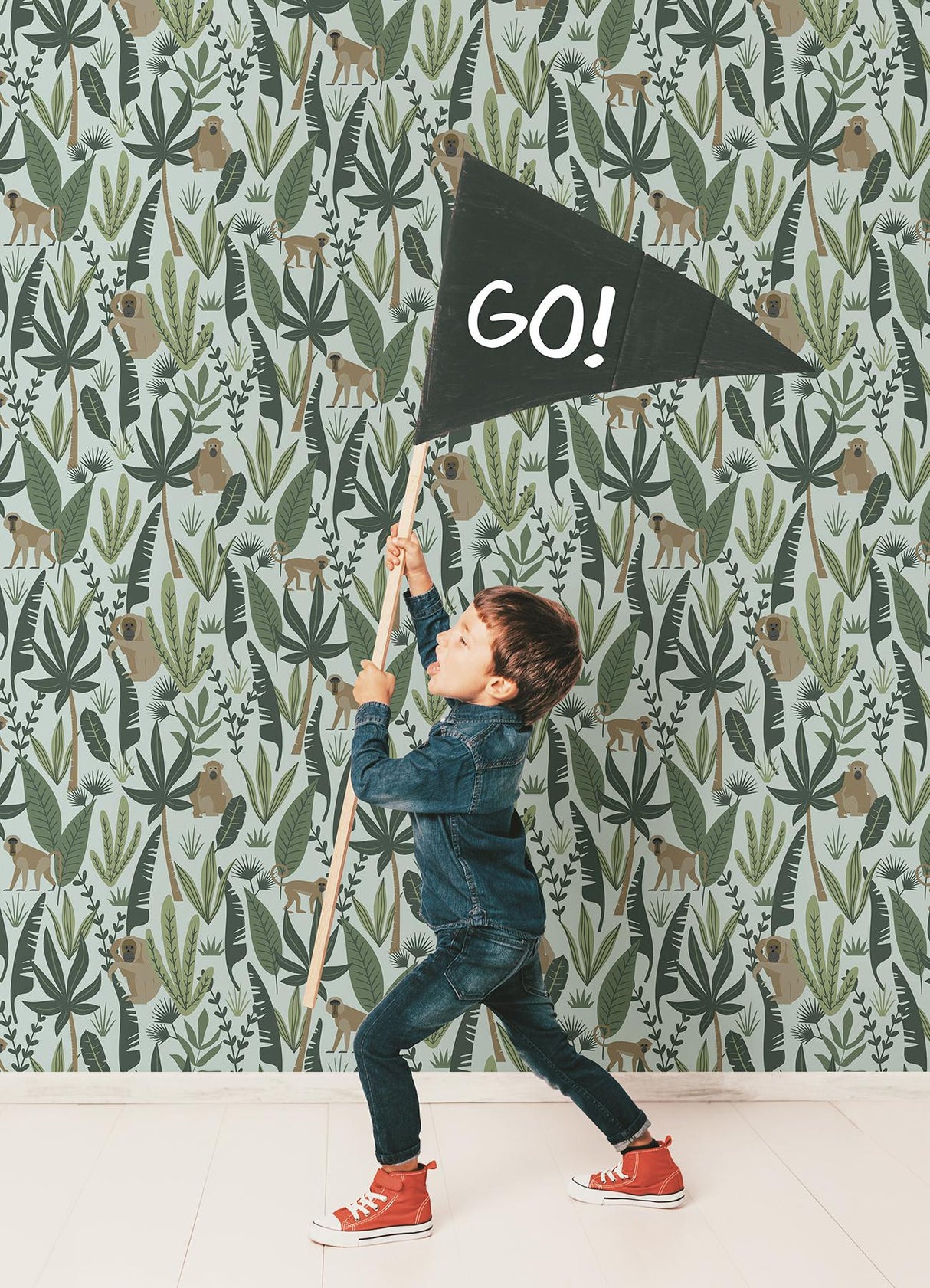 York Kiki Green Monkeys Wallpaper