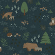 York Finola Dark Blue Bears Wallpaper