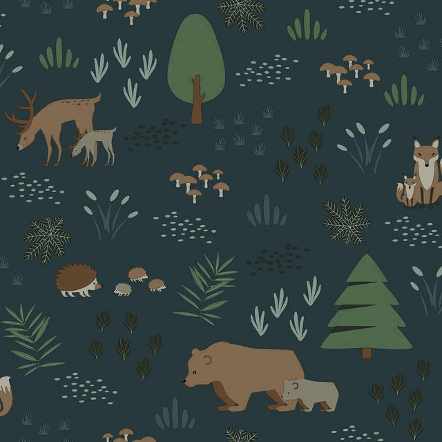 York Finola Dark Blue Bears Wallpaper