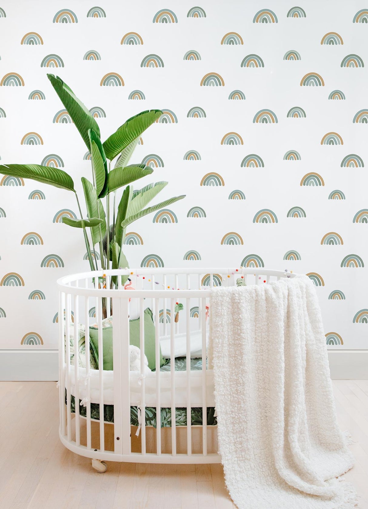 York Joss Teal Rainbow Wallpaper
