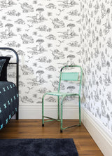 York Isolde Charcoal Dinosaurs Wallpaper