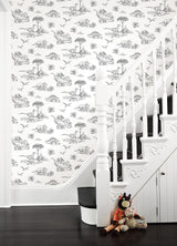 York Isolde Charcoal Dinosaurs Wallpaper