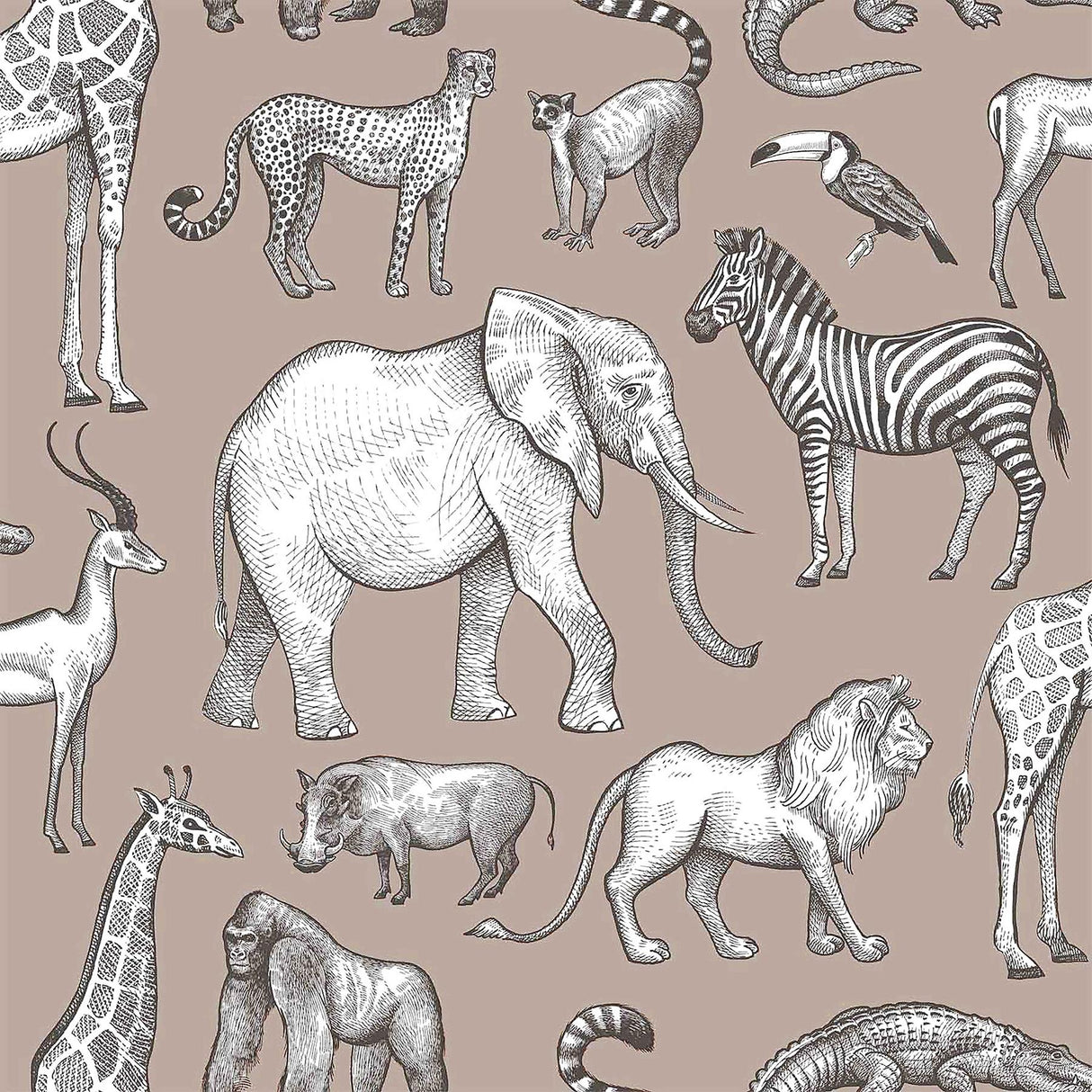 York Kenji Light Brown Safari Wallpaper