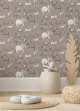 York Kenji Light Brown Safari Wallpaper