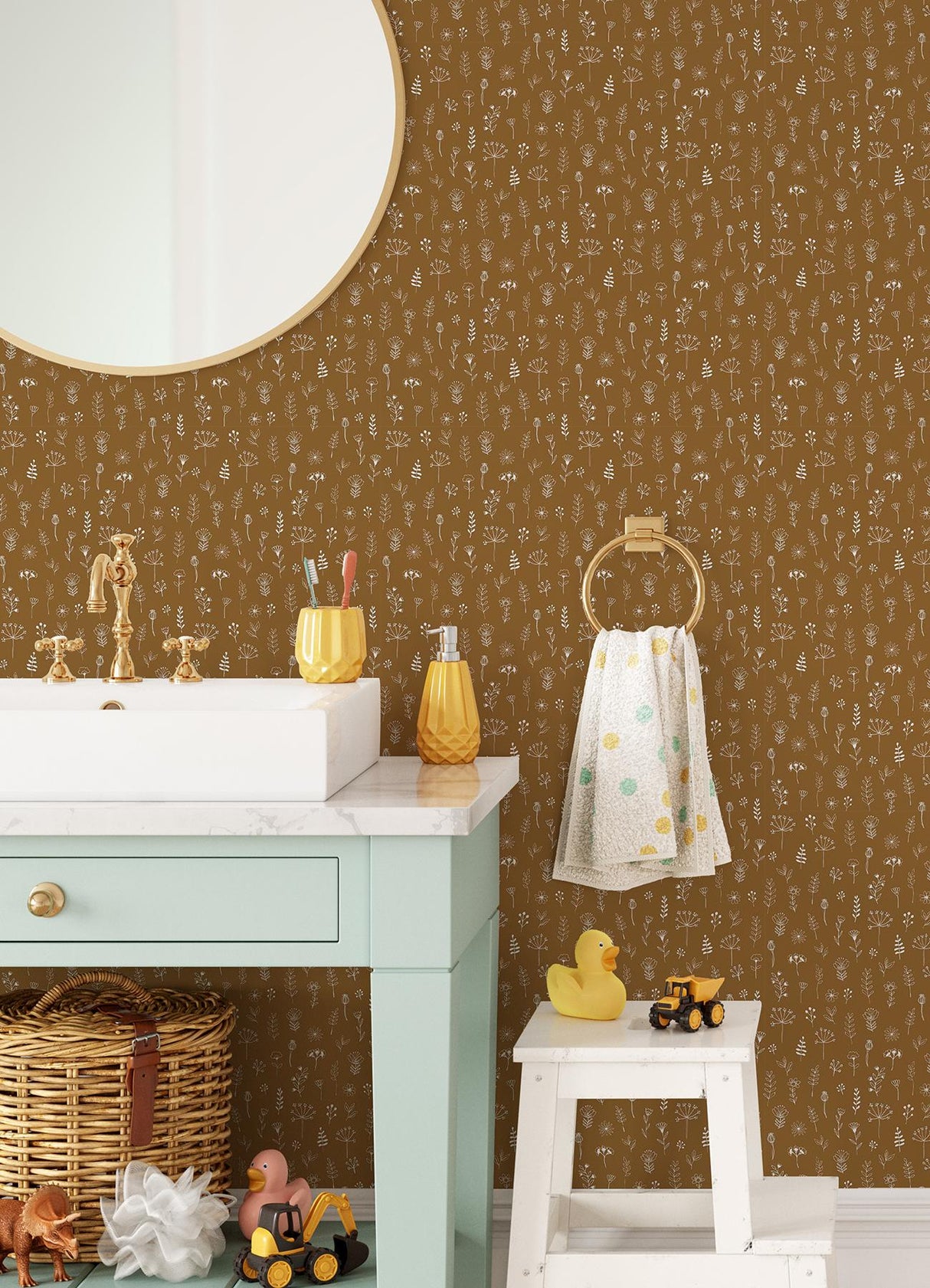 York Tatula Chestnut Floral Wallpaper