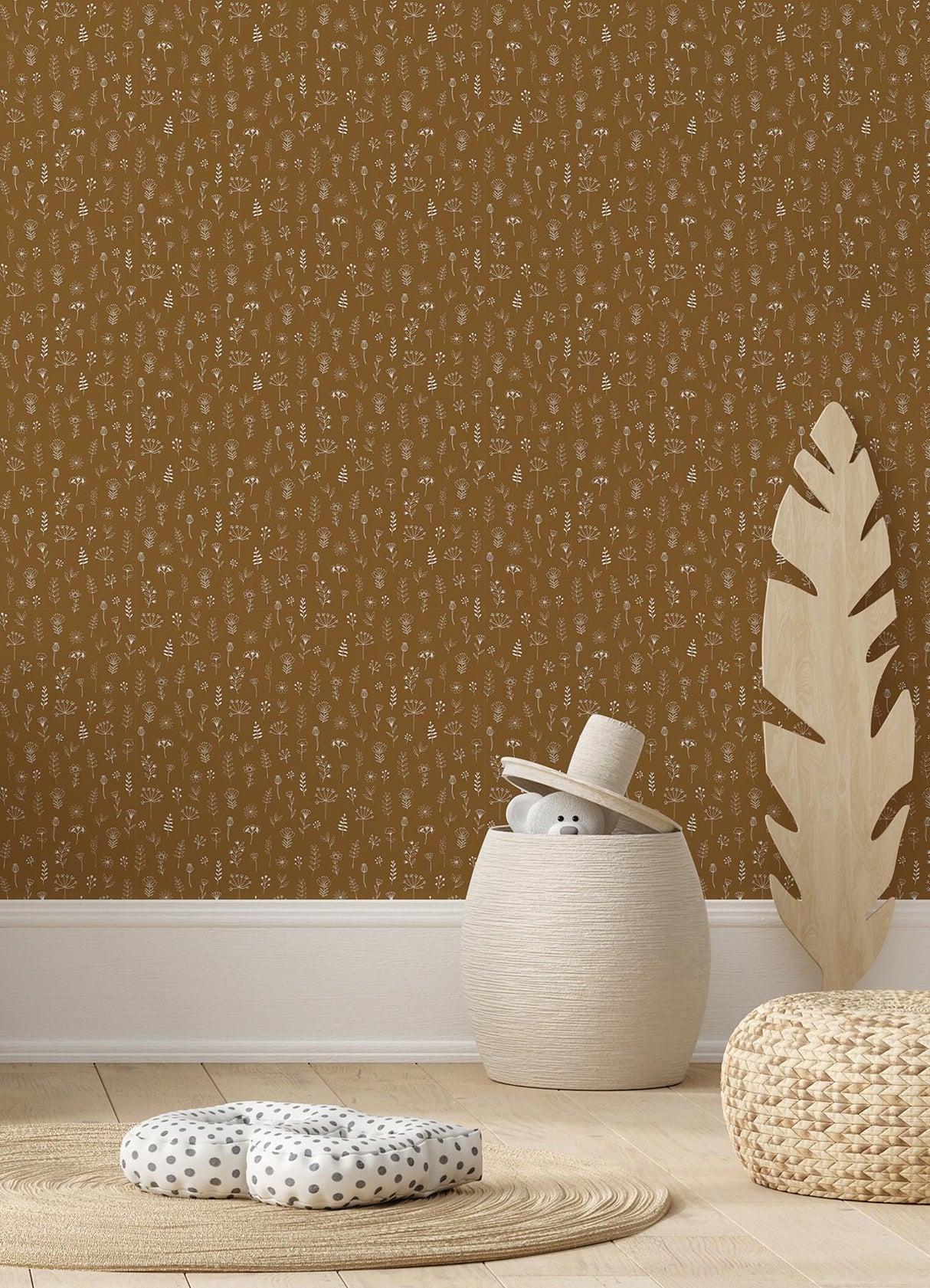 York Tatula Chestnut Floral Wallpaper