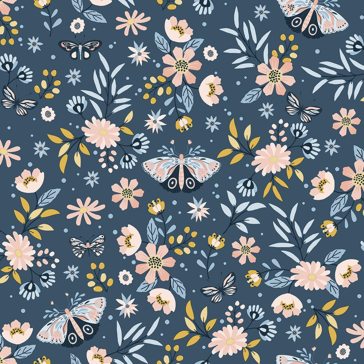 York Zev Blue Butterfly Wallpaper